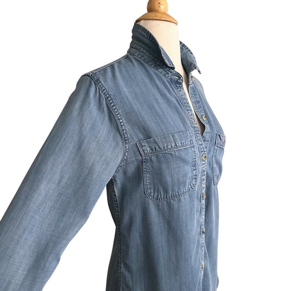 ABERCROMBIE & FITCH Blue Chambray Long Sleeve Button Down Shirt Classic Casual S - Picture 4 of 13